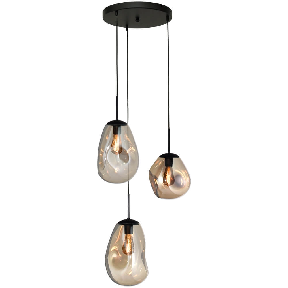 Lampe suspendue Lava 3x verre doré Lampe suspendue Lava 3x verre doré