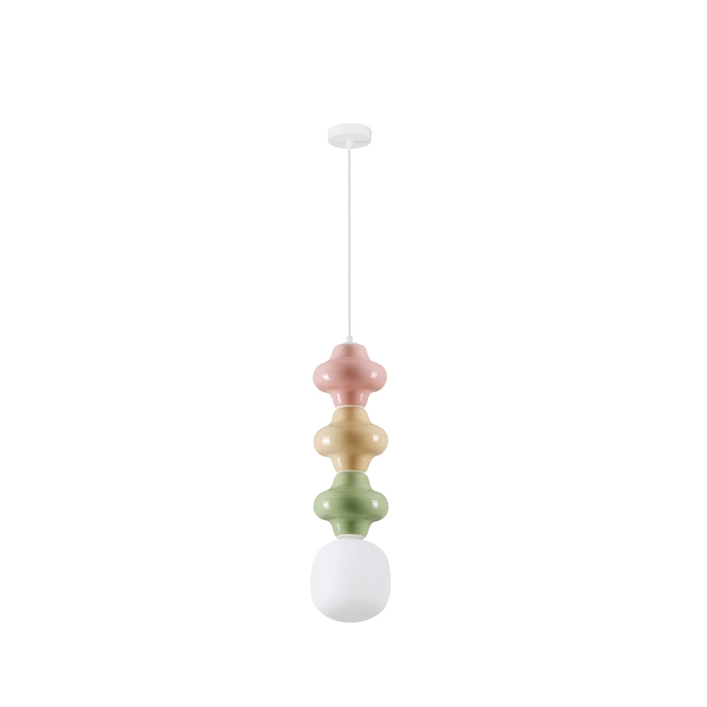 Suspension Clio L verre blanc avec céramique colorée Lyora 5212017461315