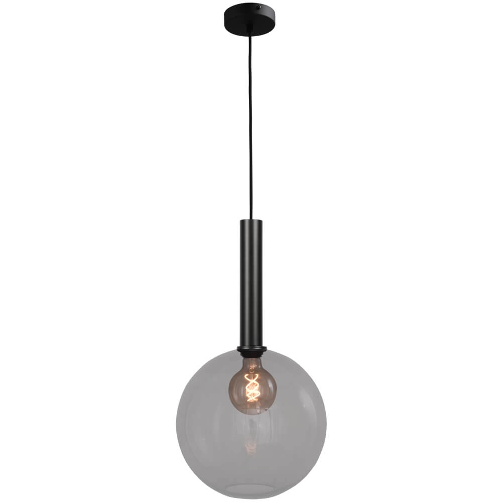 Lampe suspendue Ø 30cm Bella 2 Noir avec verre fumé Lampe suspendue Ø 30cm Bella 2 Noir avec verre fumé