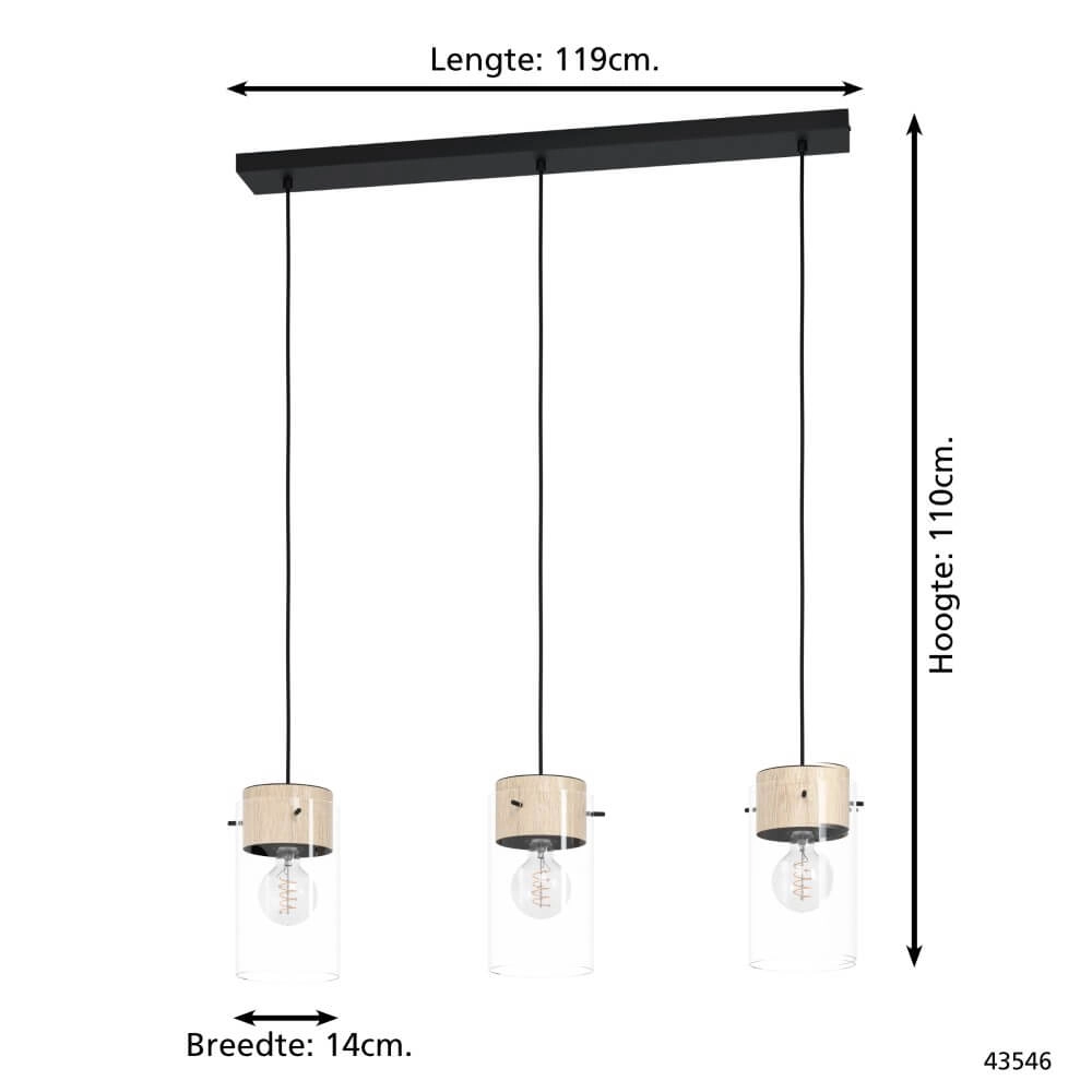 Lampe suspendue pour salle à manger Madreselva avec du verre Eglo 9002759435462