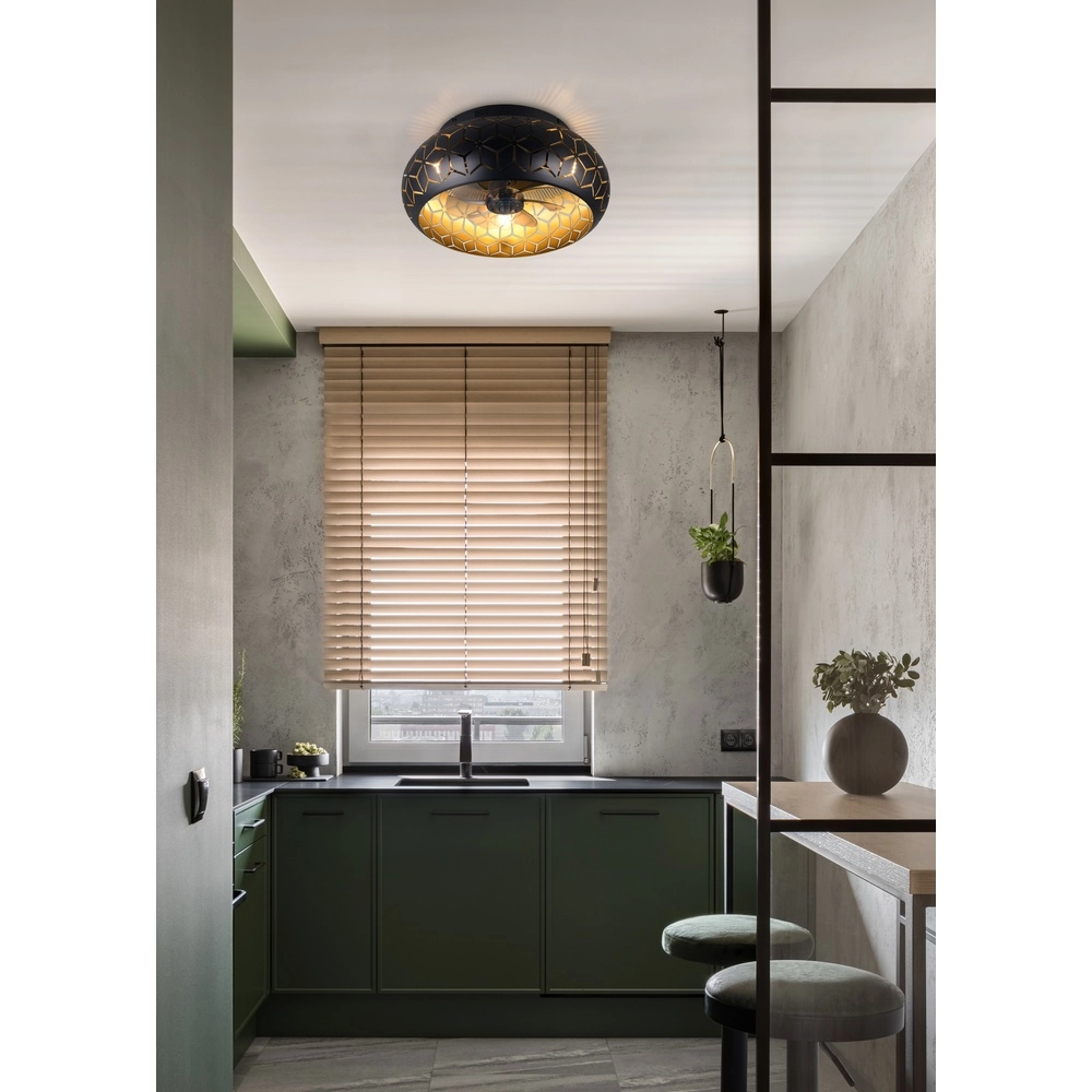 Ventilateur de plafond noir Bidar excl 3x E27 Trio 4017807643985