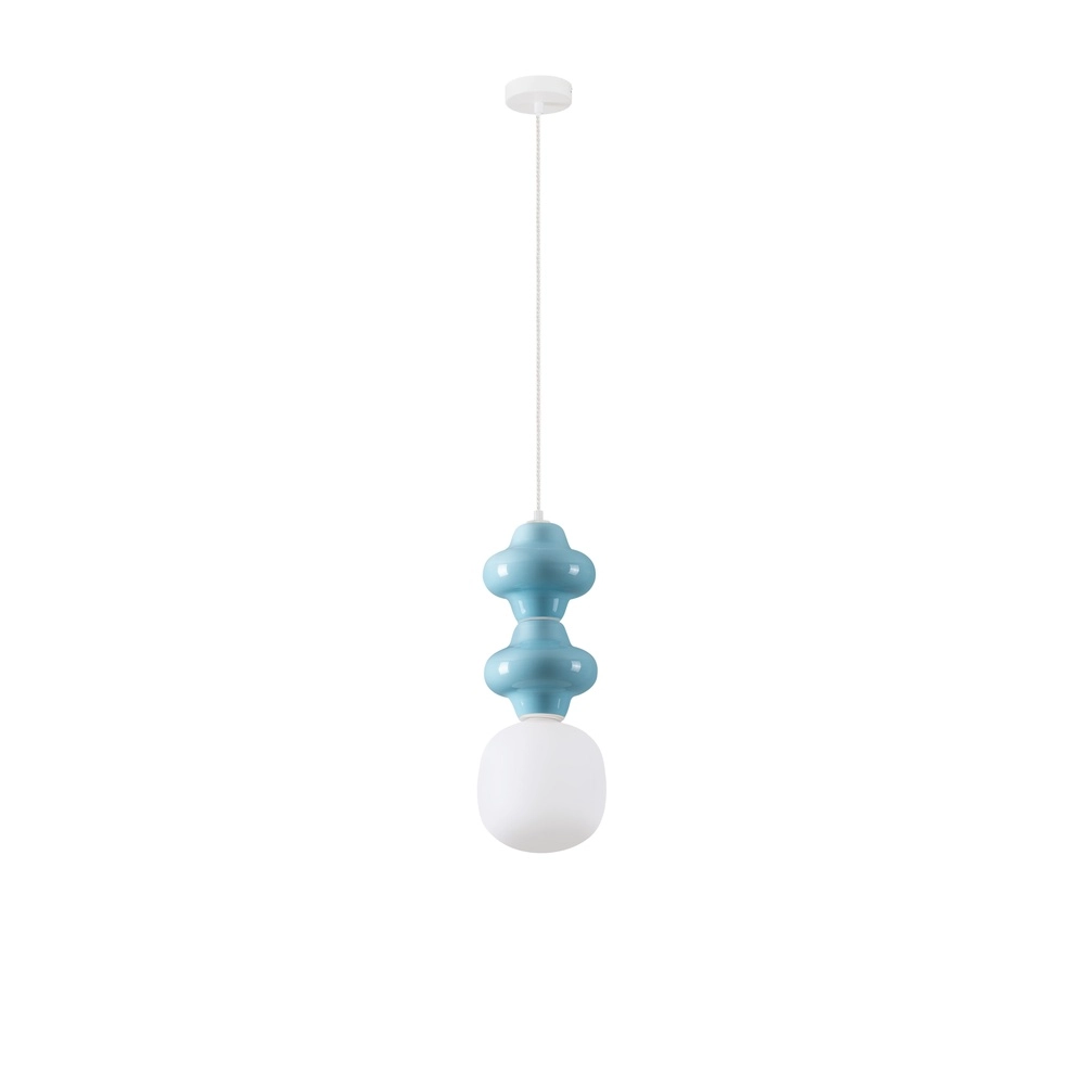 Suspension Clio M keremia bleu avec verre blanc Lyora 5212017461254