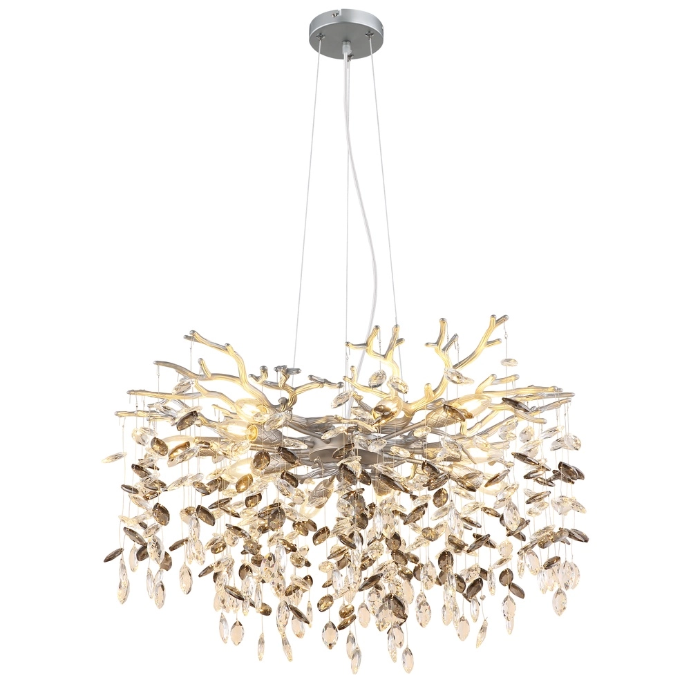 Lampe suspendue Queena Gris argenté Ø 80cm