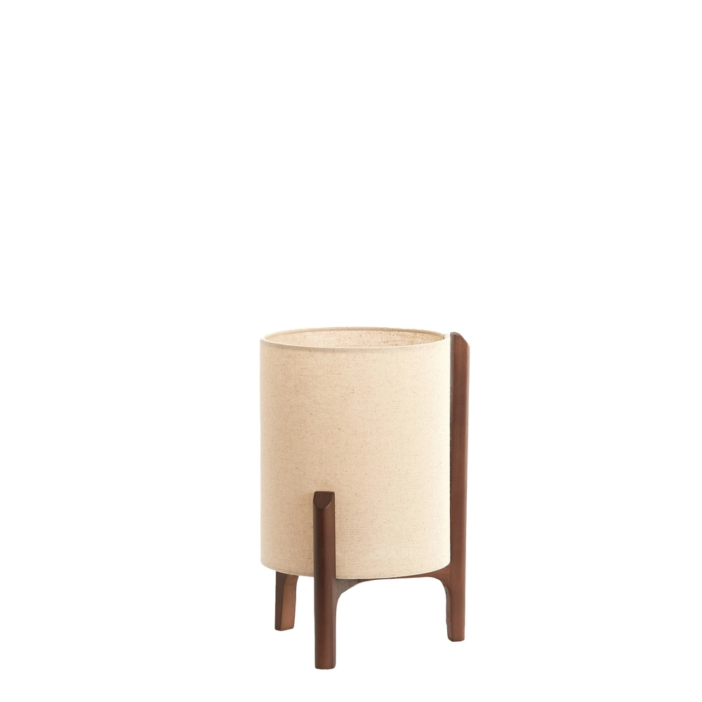 Lampe de table Litto Ø 22cm - noyer avec lin naturel Light & Living 8717807792671