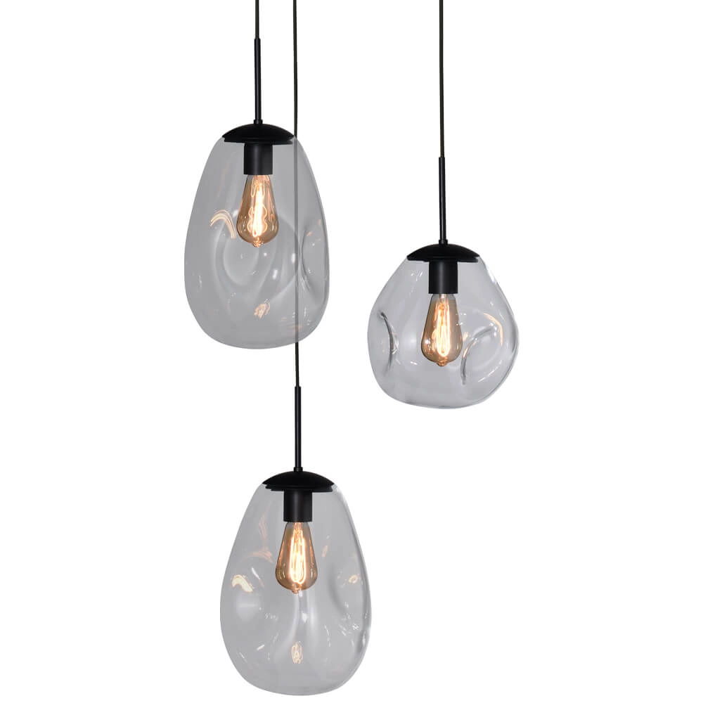 Lampe suspendue Lava 3x verre transparent Masterlight 8718121286372