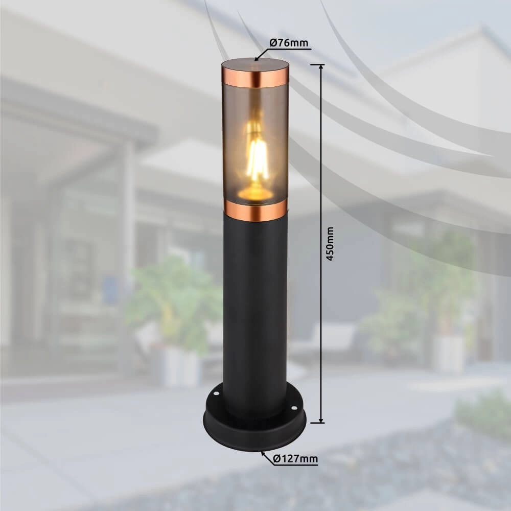 Lampe de terrasse noire avec cuivre rouge Boston Globo 9007371430925