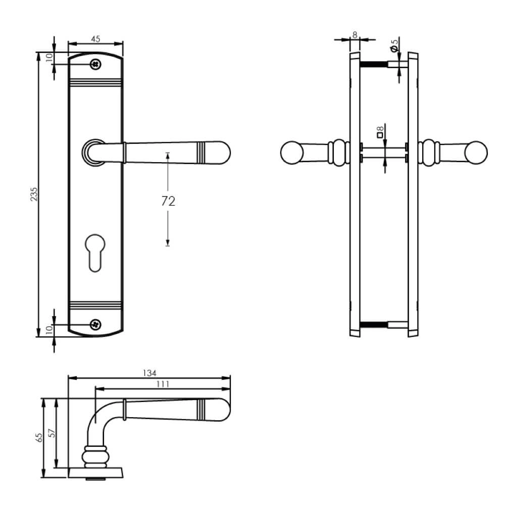 Poignée de porte classique Helena PC 72mm chrome Intersteel 8714186169377