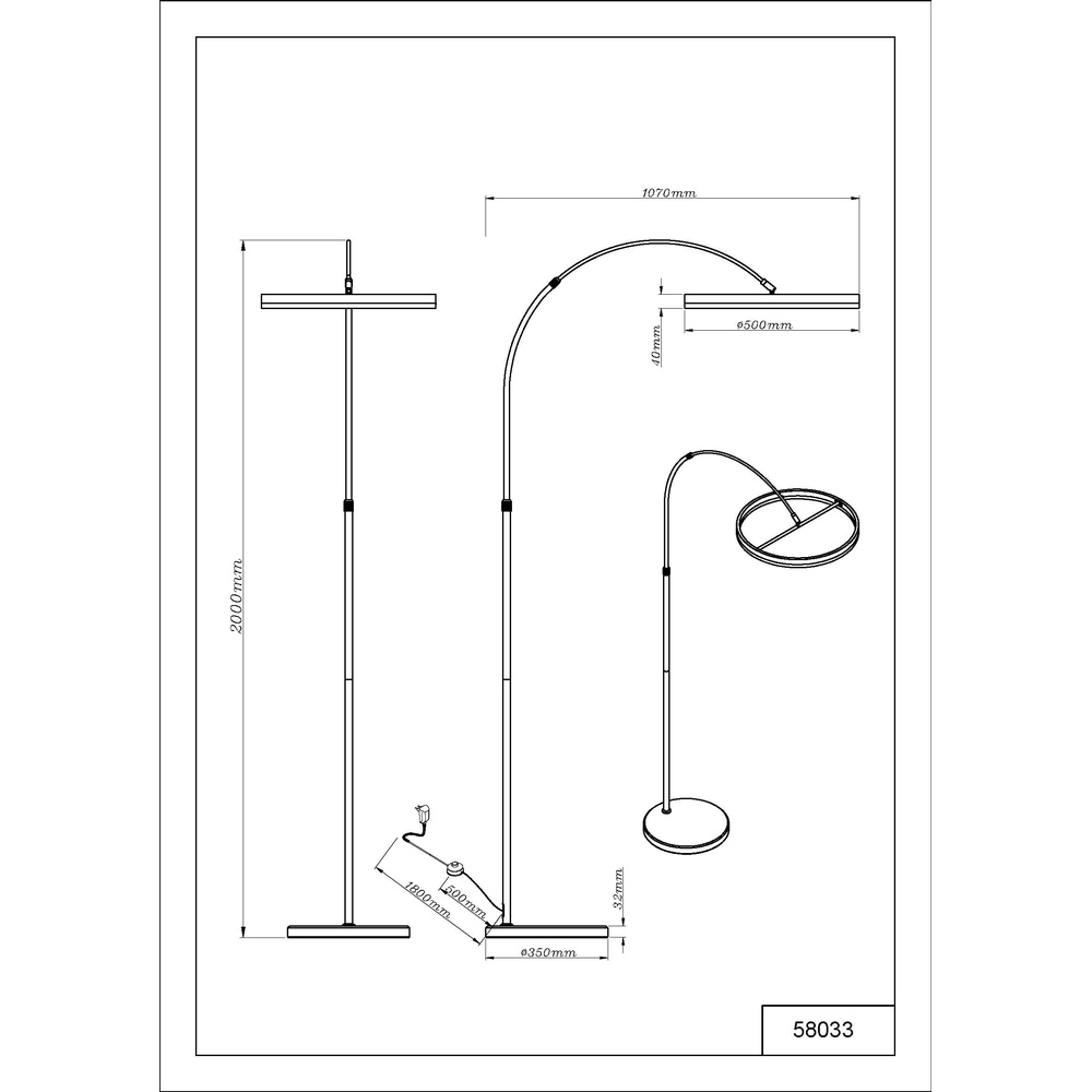 Lampe à arc de conception Jerrold Noir Globo 9007371566396