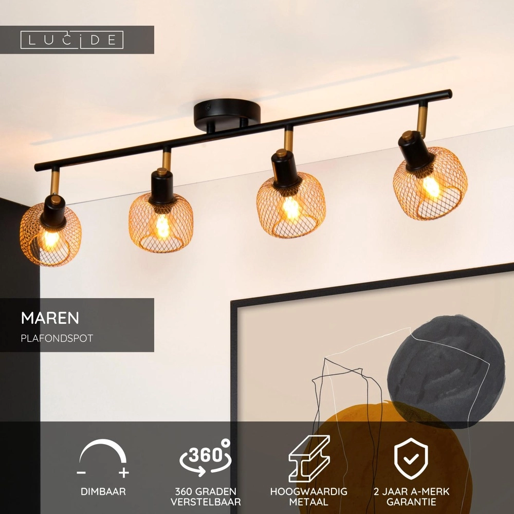 Éclairage de plafond Maren Or 4 lumières Lucide 5411212771100