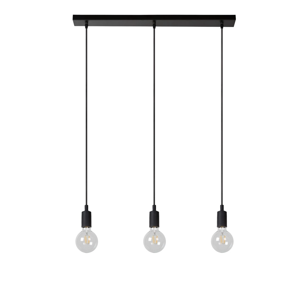 Lampe suspendue Fix Noir à 3 lumières