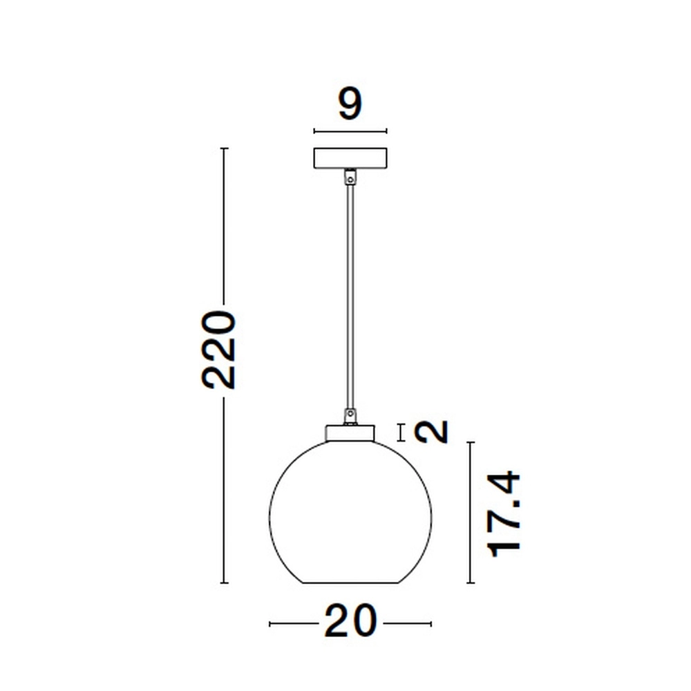 Suspension Palmer Simple noir avec verre fumé Lyora 5212017430946