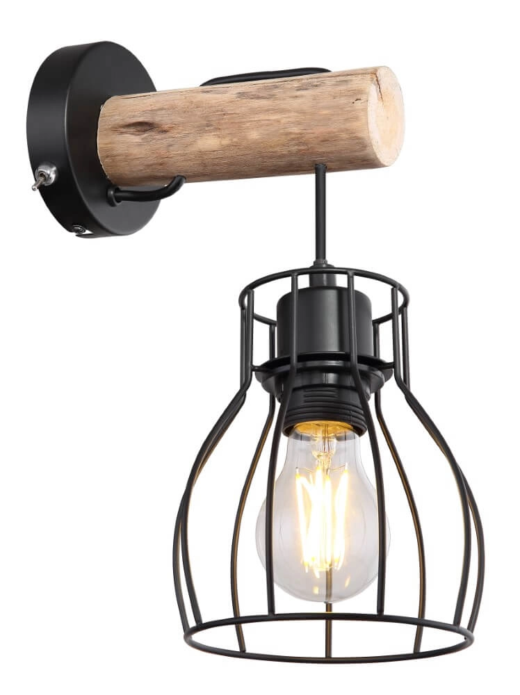Applique Mina noir avec du bois