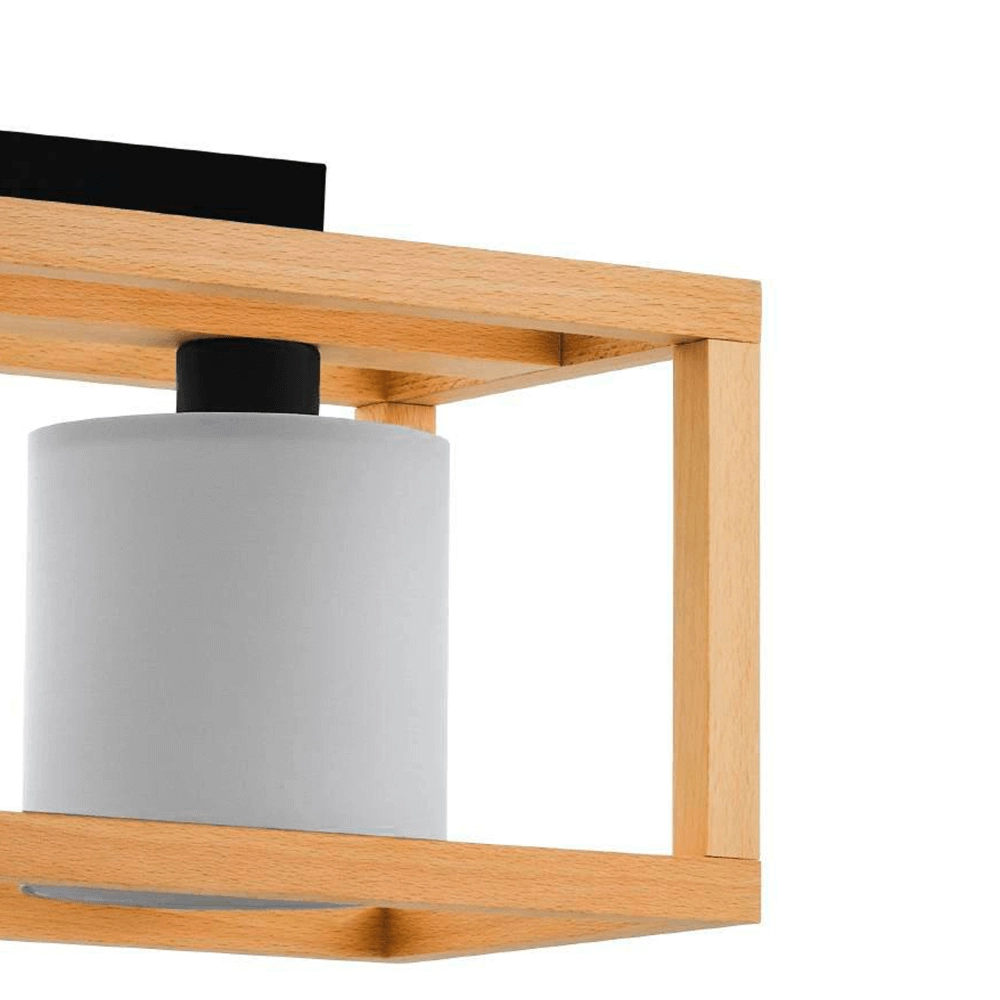 Plafonnier en bois Granados 3 lumières avec abat-jour blanc Stars of Light 9008606223602