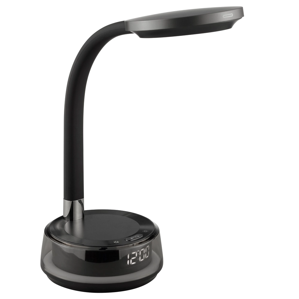 Lampe de bureau Moonglow noir avec horloge Brilliant 4004353460685