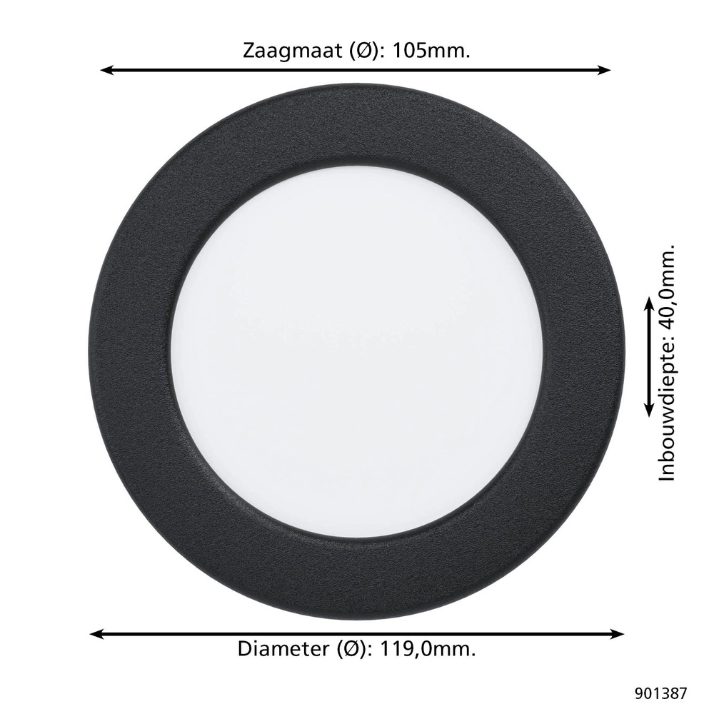 Lampe encastrée Fueva 6 rond - noir - Ø 11,9cm Eglo 9008606330683