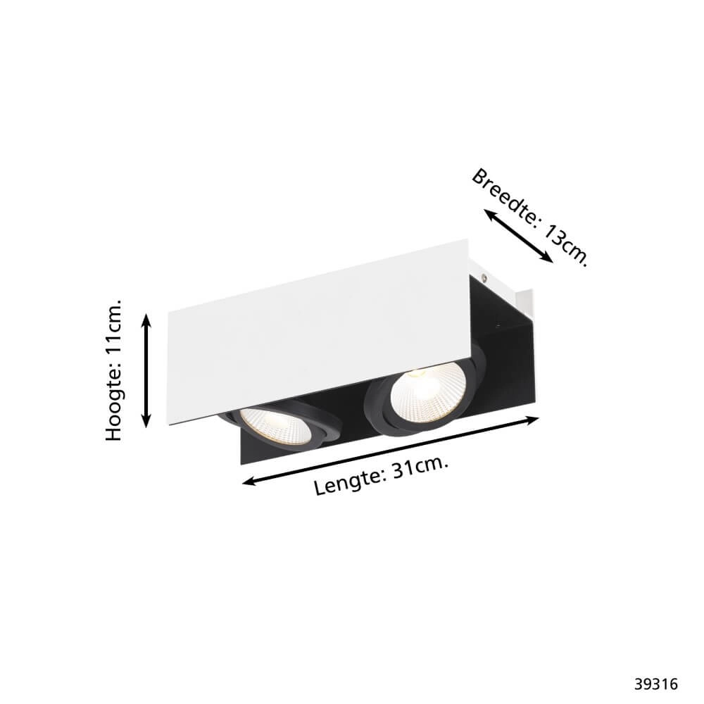 Spot Vidago 2 lumières blanc avec noir Stars of Light 9002759393168