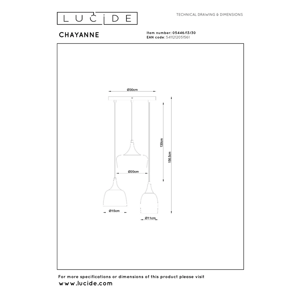 Lampe pendante à 3 lampes Chayanne Design noir avec or Lucide 5411212051561