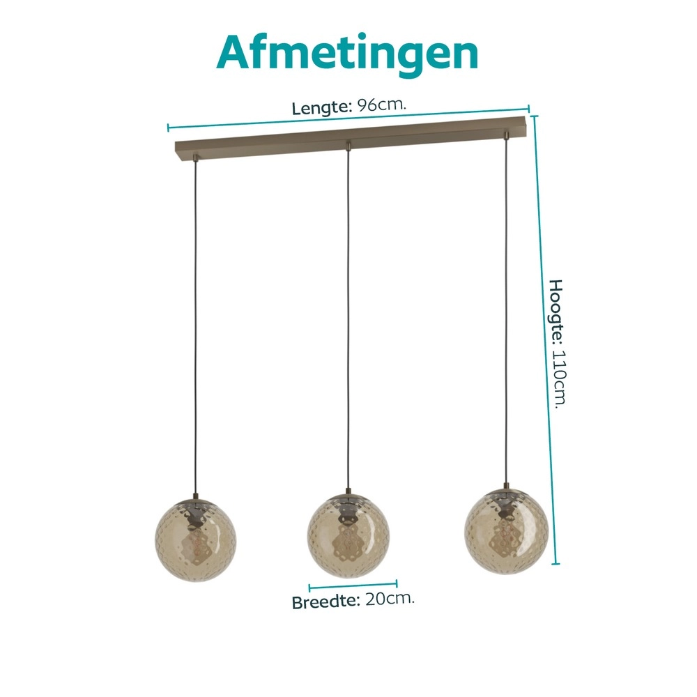 Lampe pendante à 3 lampes Rondo 2 Bronze foncé Eglo 9008606390243