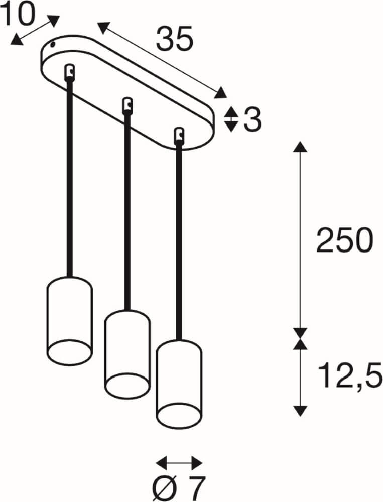 Lampe suspendue Asto Tube blanc 3x GU10 SLV 4024163266048