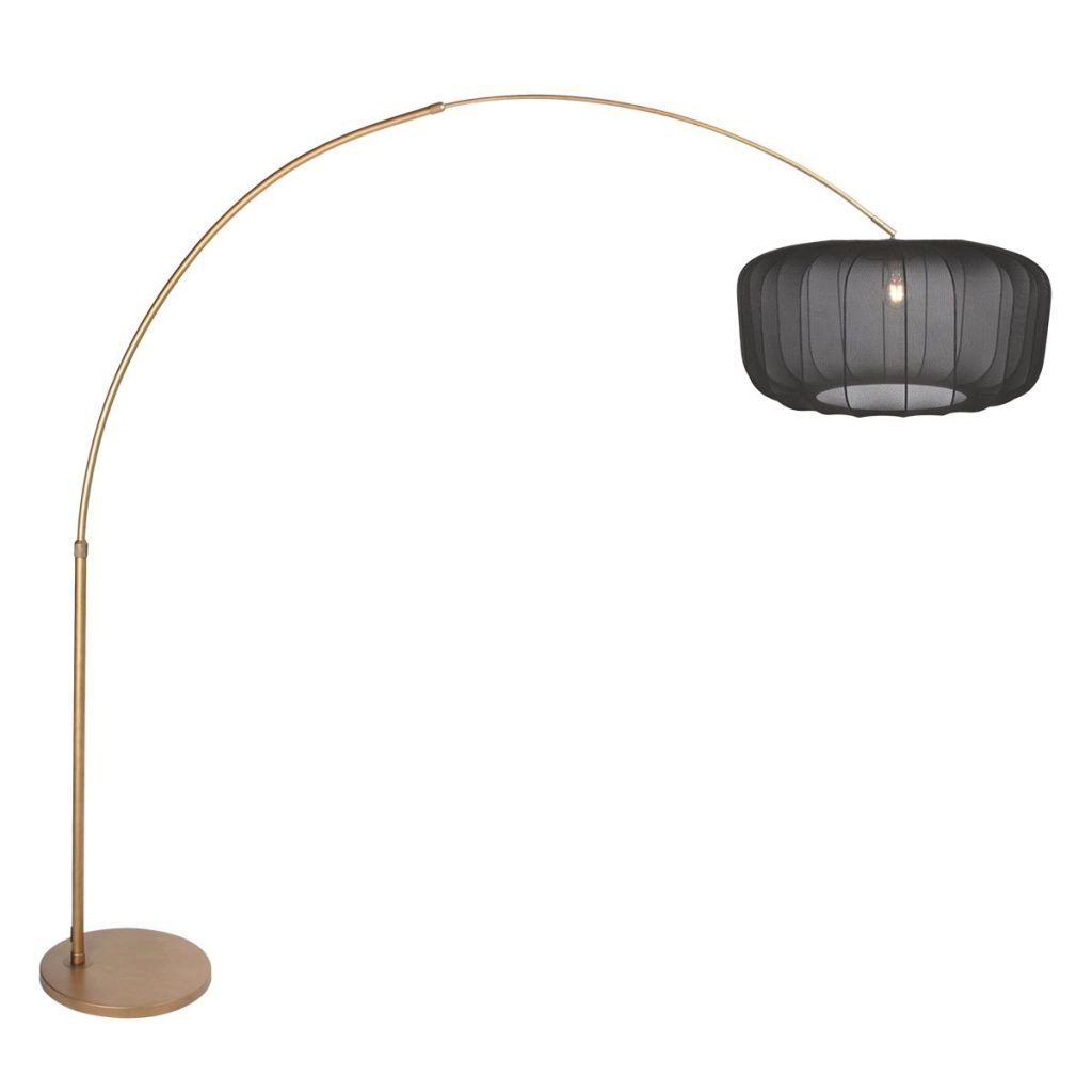 Lampe à arc en bronze Vela Lino avec teinte noire Ø60cm