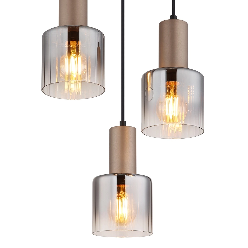 Lampe suspendue Walton 3 café brun clair Globo 9007371583188