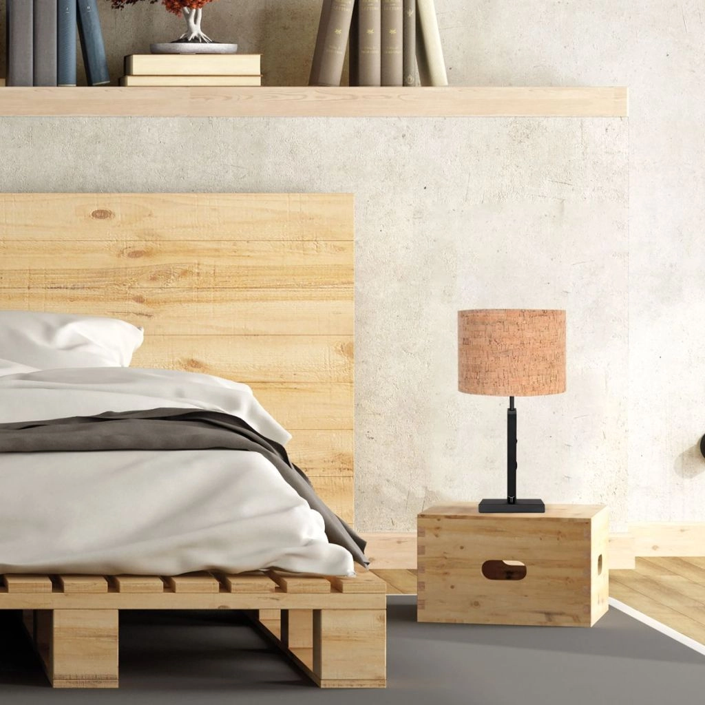 Lampe de table noire Stang avec un chapeau en liège Ø20cm Steinhauer 8712746180541