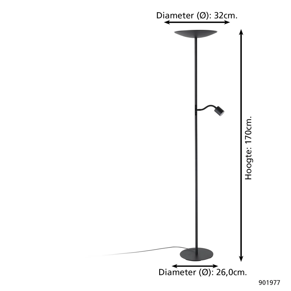 Lampadaire Conivarino noir Eglo 9008606356577