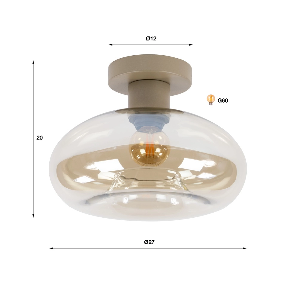 Lampe de plafond moderne Soll brun sable Ø 27cm Lyora 8716803514669