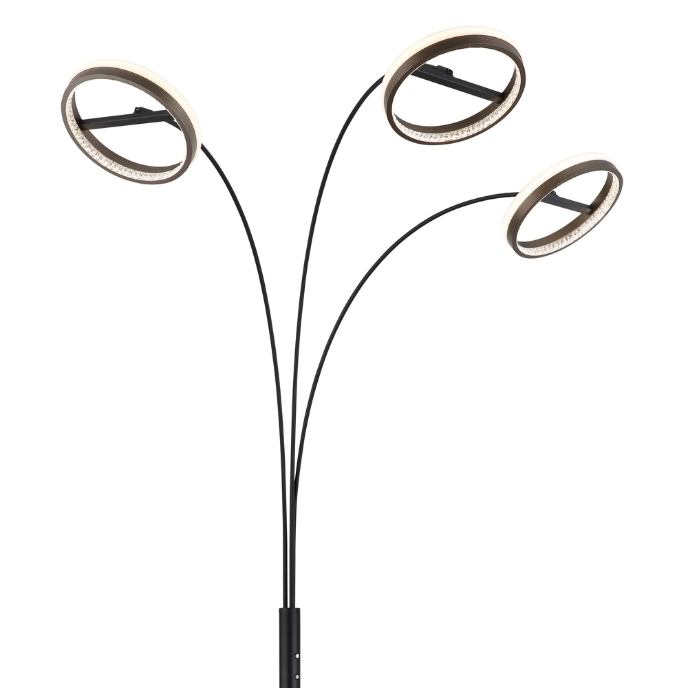 Lampadaire de conception Della Noir à 3 lumières Globo 9007371468744