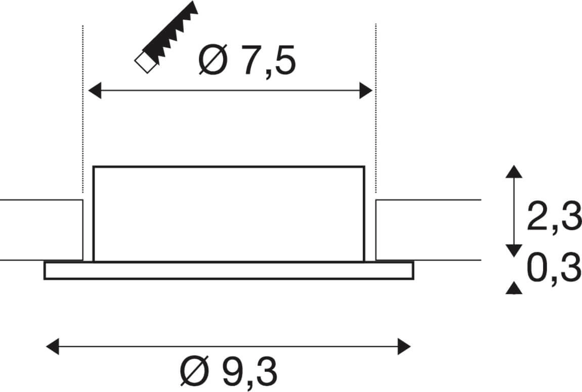 Anneau de montage New Tria 75 rond en aluminium - sans ferrure SLV 4024163276382