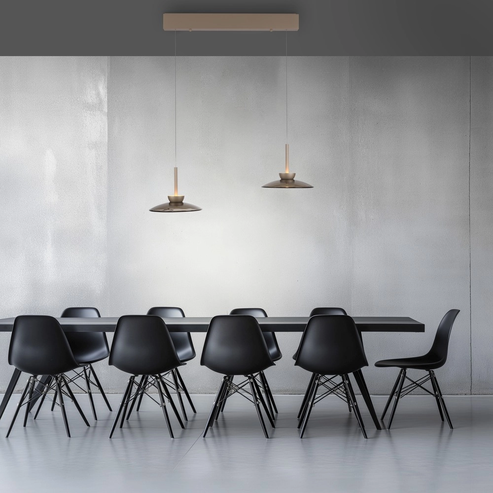 Lampe suspendue de table de salle à manger 2L Pure Moon Bronce avec verre ambré Paul Neuhaus 4012248392980