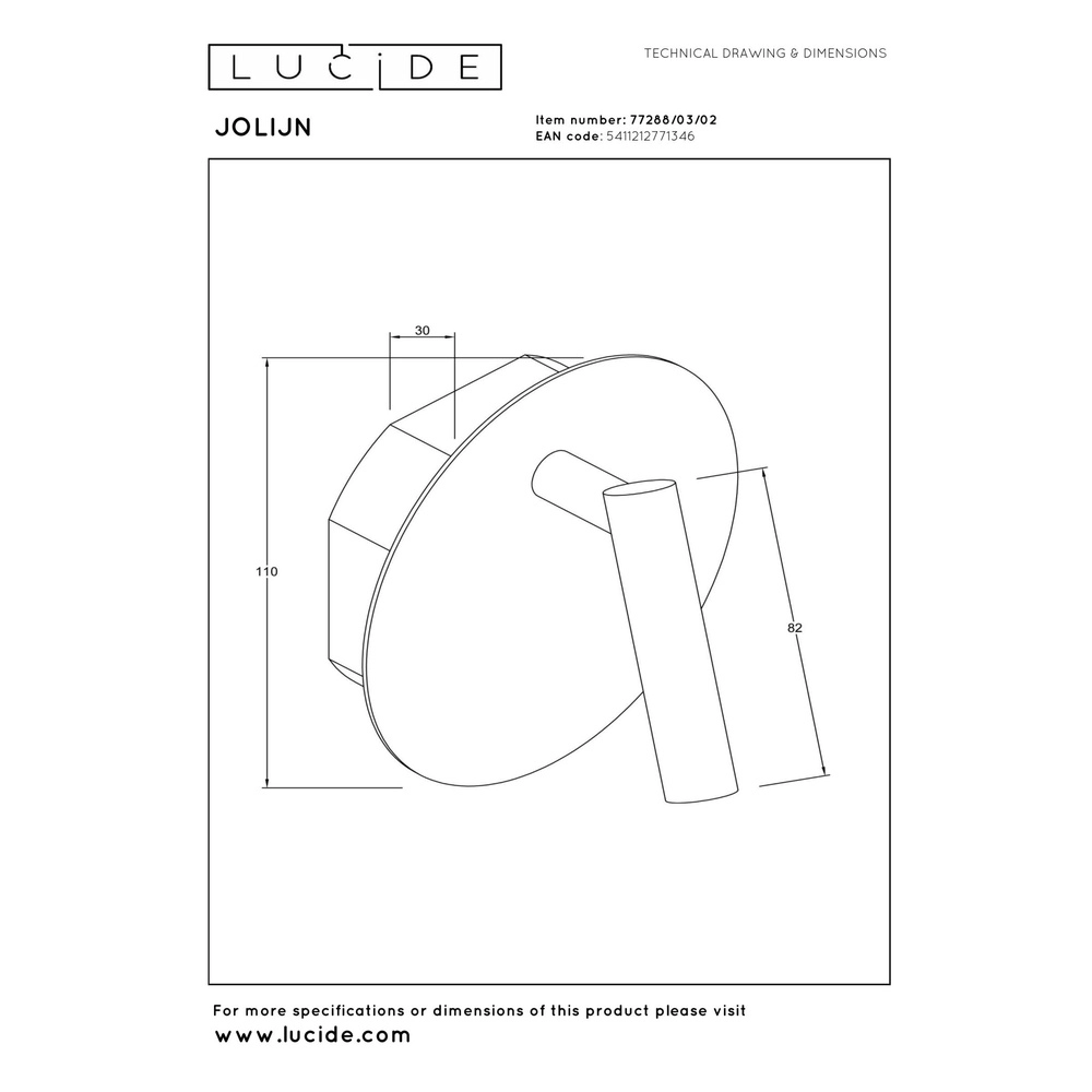 Lumière murale magnétique Jolijn Lampe de chevet rechargeable en or Lucide 5411212771346