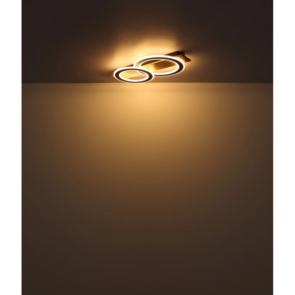 Lampe de plafond à design Jayden Noir avec 3 anneaux en bois Globo 9007371468409