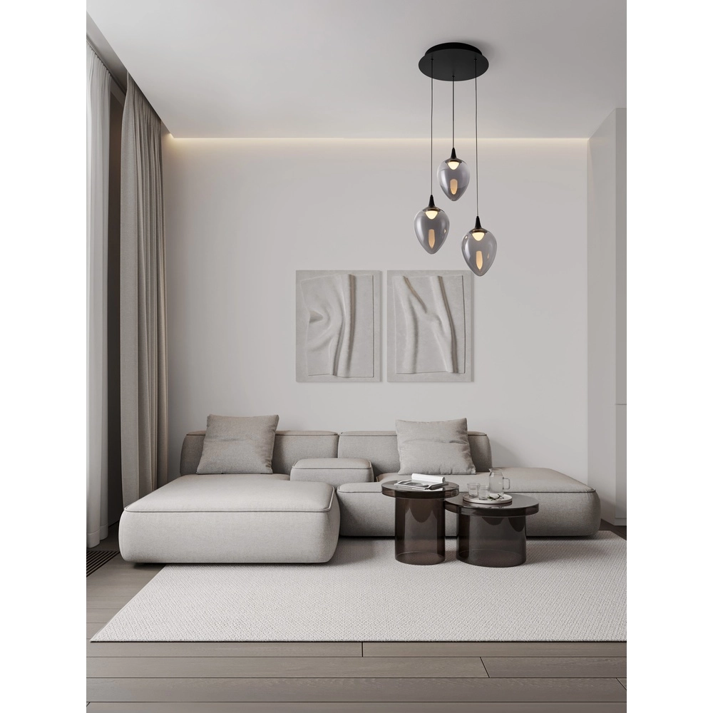 Suspension Nali Verre fumé à 3 lumières Lyora 5212017477767