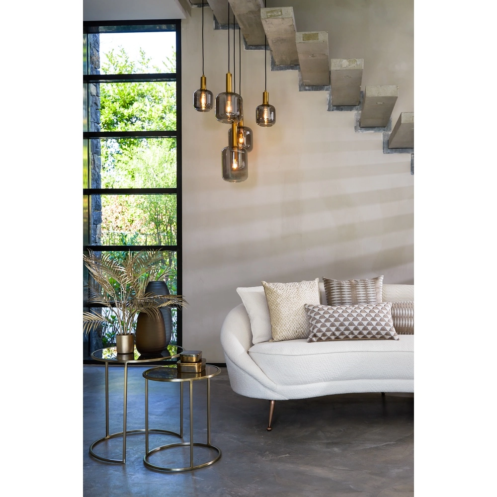 Lampe pendante Vide Lekar 5x E27 - laiton avec verre fumé Light & Living 8717807604585