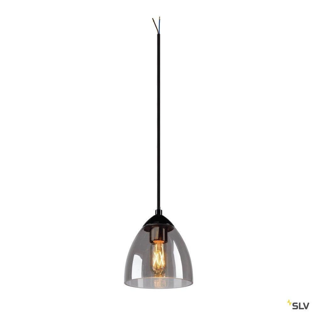 Lampe à suspension en verre Para Cone noir avec verre fumé Lampe à suspension en verre Para Cone noir avec verre fumé