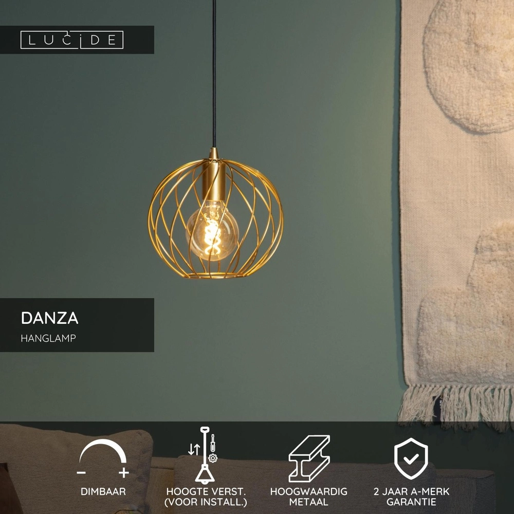 Lampe suspendue Danza Ø 25 cm d’or Lucide 5411212211507