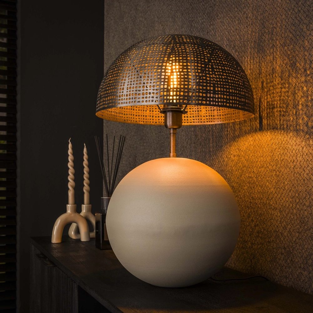 Lampe de table moderne Sphere avec base beige - Ø 36cm