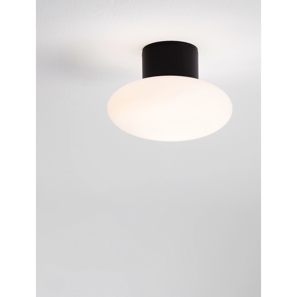 Plafonnier Ali anthracite avec verre blanc ovale