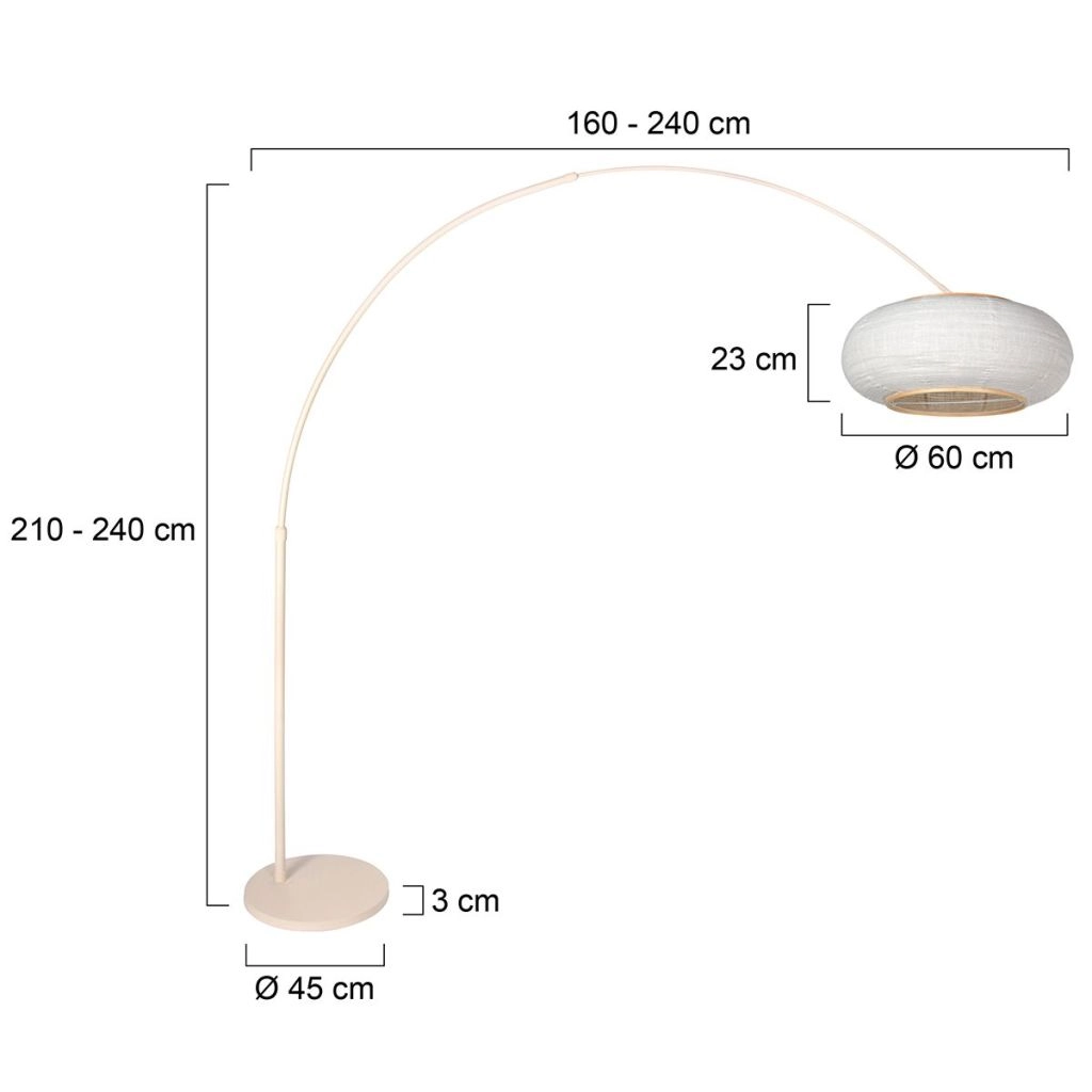 Lampe à arc brun sable Silva Alba avec une teinte blanche Ø60cm Steinhauer 8712746185720