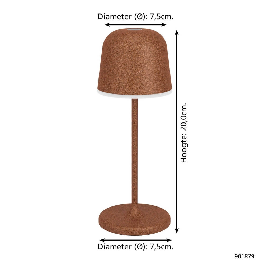 Lampe de table Mannera Rechargeable brun rouille Eglo 9008606355532
