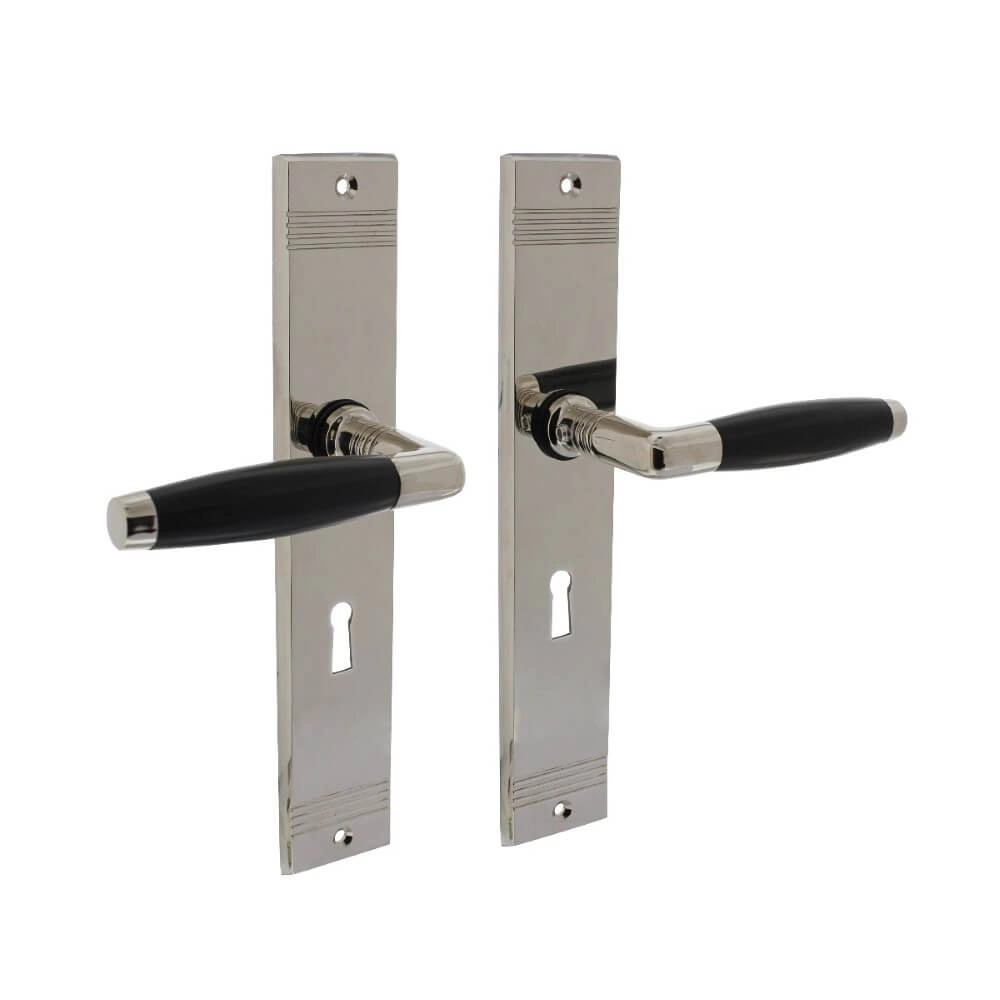 Poignée de porte des années 30 Ton Basic Trou de serrure 56mm nickel