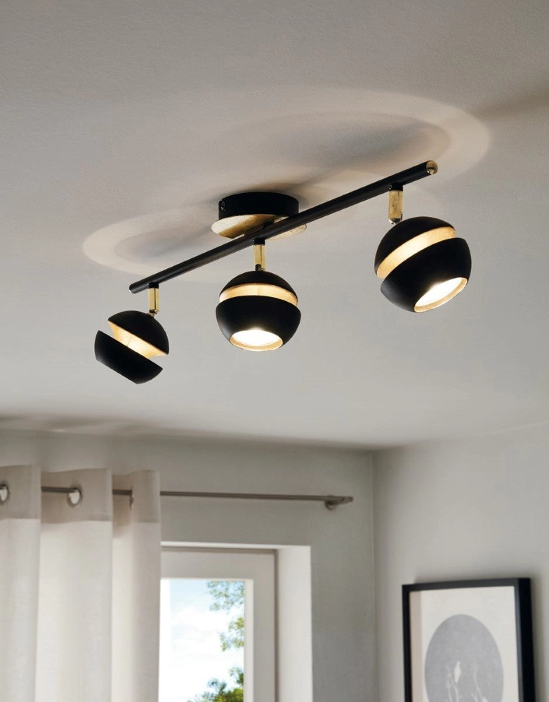 Spot de plafond LED Nocito 3 lumières noir avec or Eglo 9002759954840