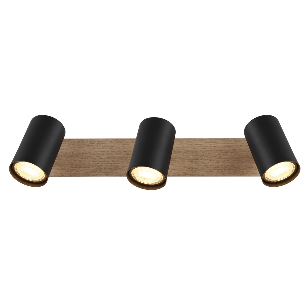 Lampe de plafond Linca 3-noir clair avec bois Globo 9007371455942