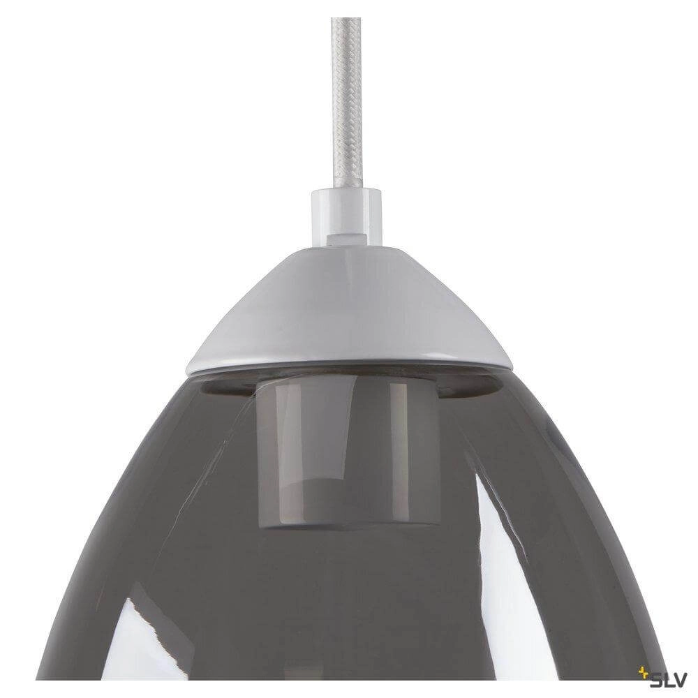 Lampe à suspension en verre Para Cone blanc avec verre fumé SLV 4024163262378
