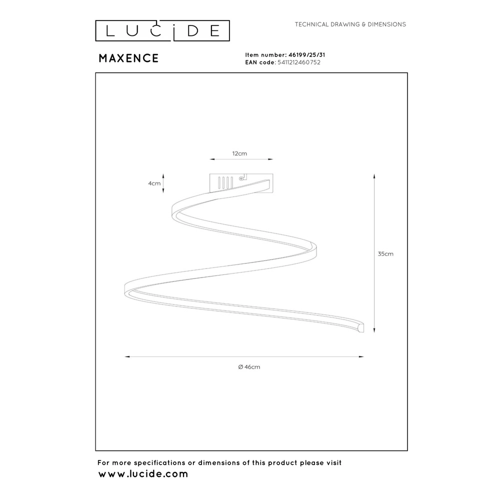 Lampe de plafond moderne Maxence Blanc Lucide 5411212460752
