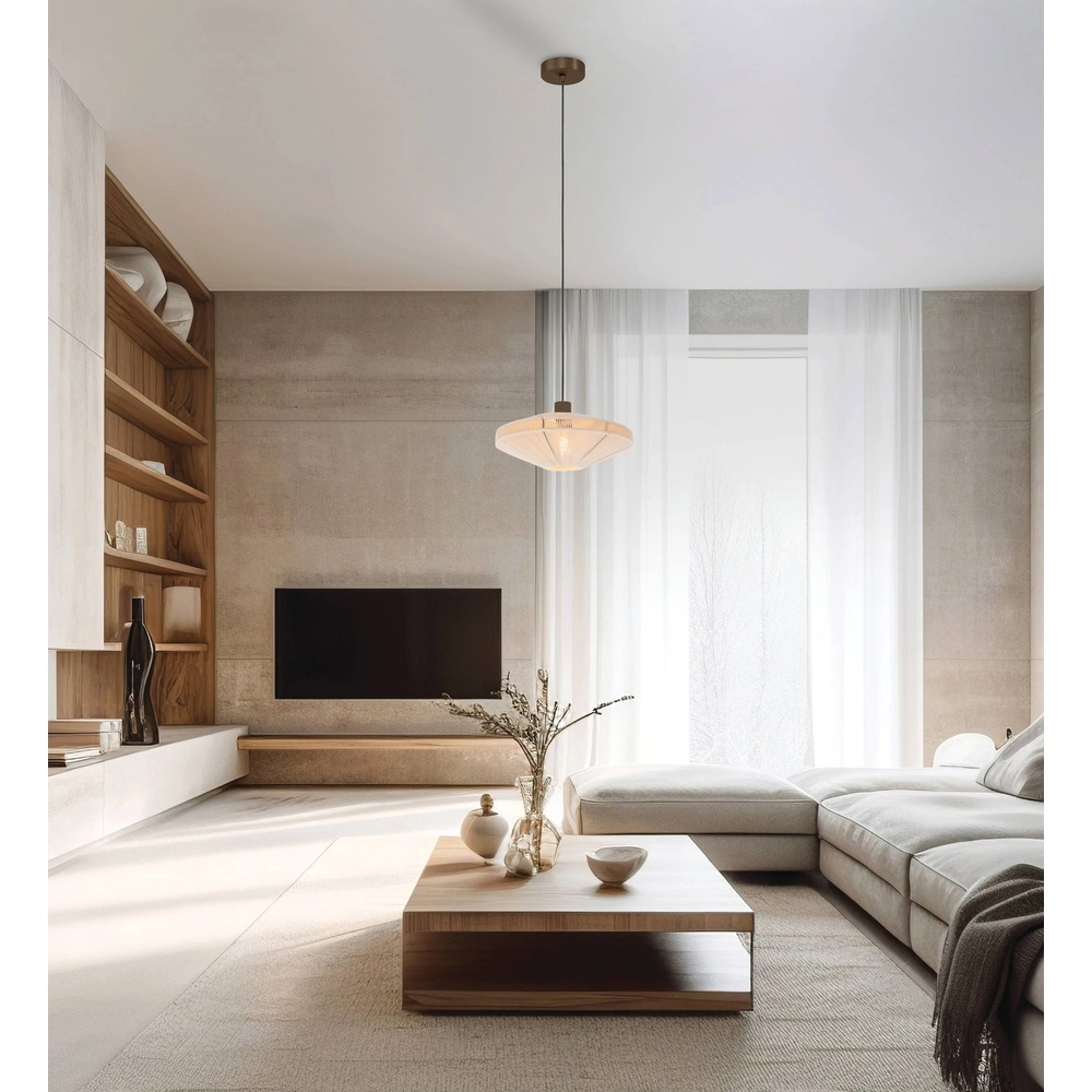 Lampe pendante Japandi Orimini Ø 38cm - bronze avec crème Eglo 9008606347827