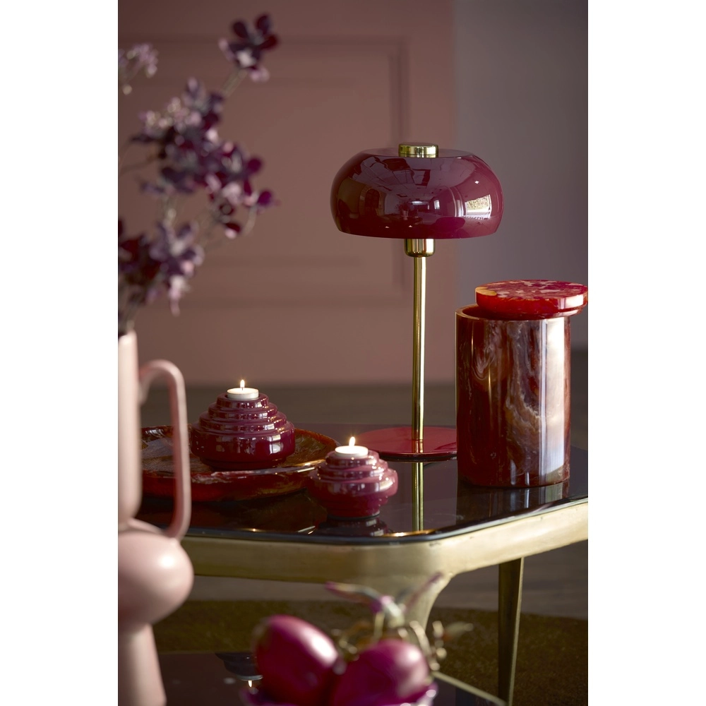 Lampe de table Surin Ø 23cm - bordeaux brillant avec or Light & Living 8717807743444