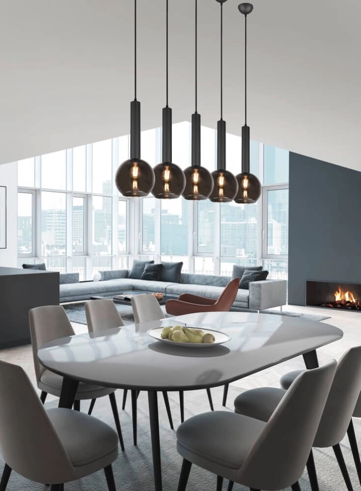 Lampe suspendue 5 lumières Clayton noir Trio 4017807522471