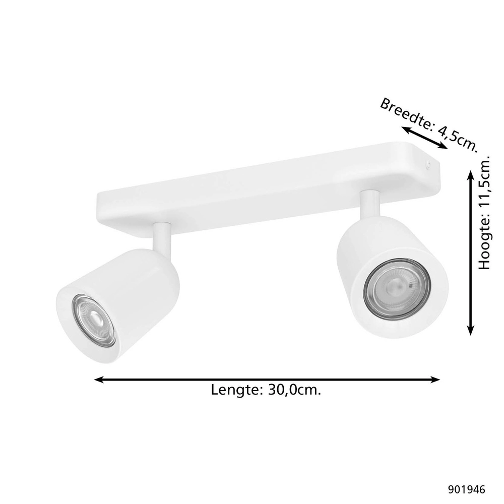 Spot monté en surface Camaldoli 2 lumières blanches Eglo 9008606357055